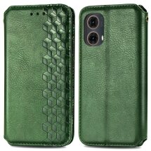 Чехол Deexe Rhombus Wallet для Motorola Moto G85 - Green: фото 1 из 10