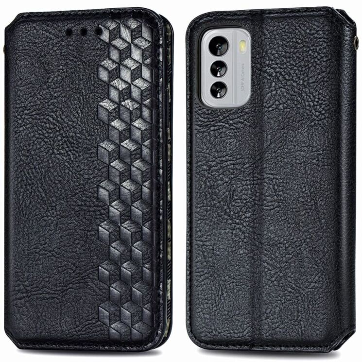 Чехол Deexe Rhombus Wallet для Nokia G60 - Black: фото 1 из 9