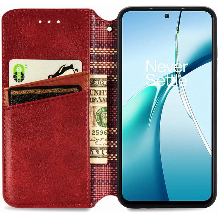 Чехол Deexe Rhombus Wallet для OPPO Reno 15 F/FS - Red: фото 2 из 10