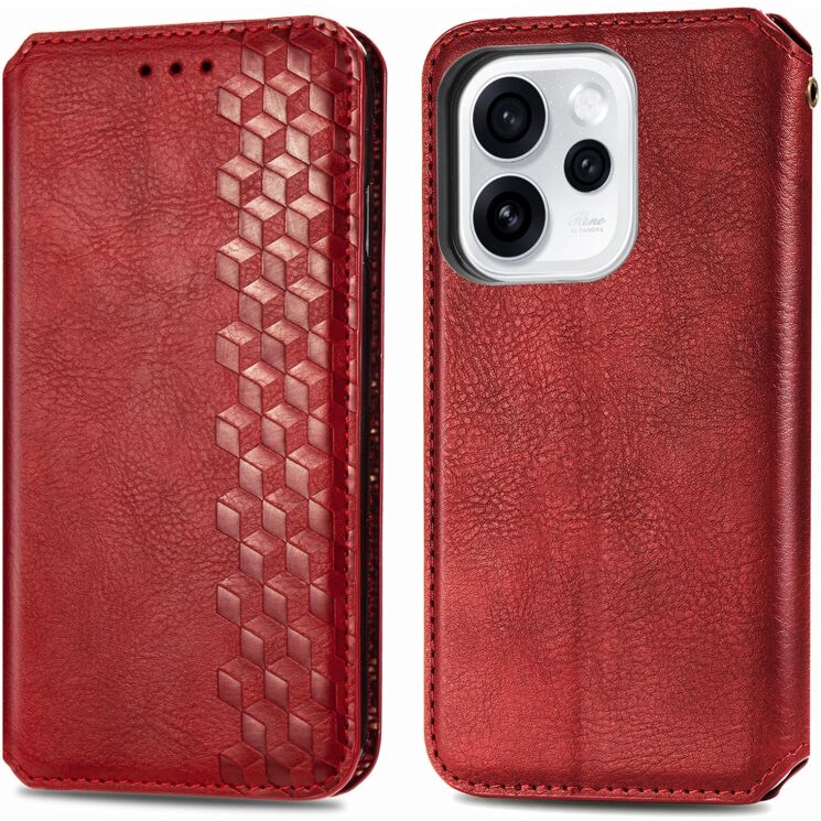 Чехол Deexe Rhombus Wallet для OPPO Reno 15 F/FS - Red: фото 1 из 10