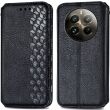 Чехол Deexe Rhombus Wallet для Realme 12 Pro / 12 Pro+ - Black (348935B)