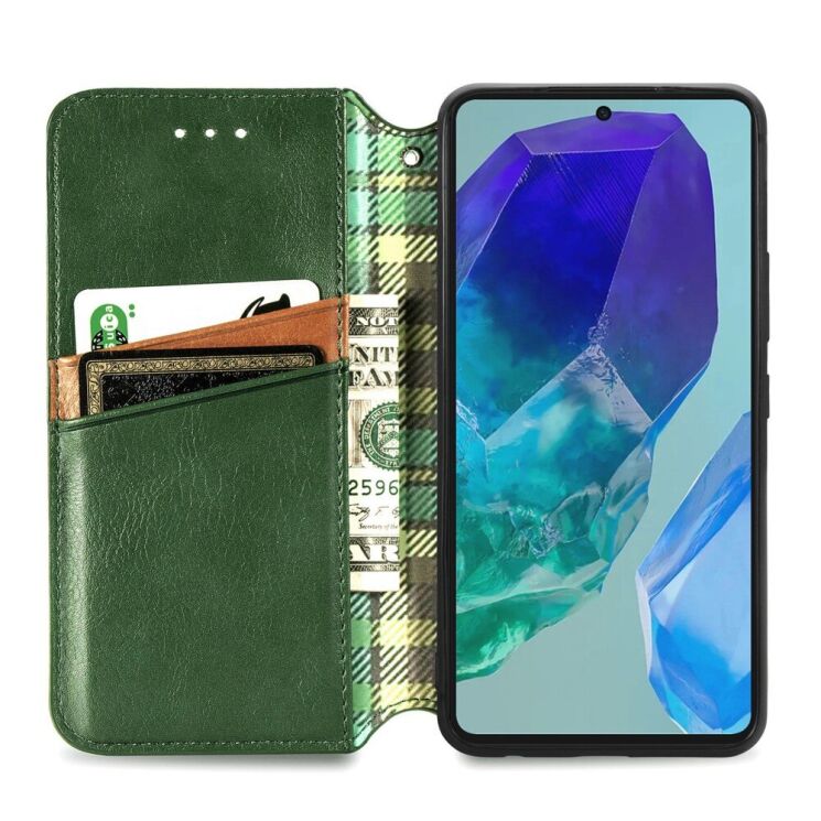 Чехол Deexe Rhombus Wallet для Samsung Galaxy A16 (A165) - Green: фото 2 из 7