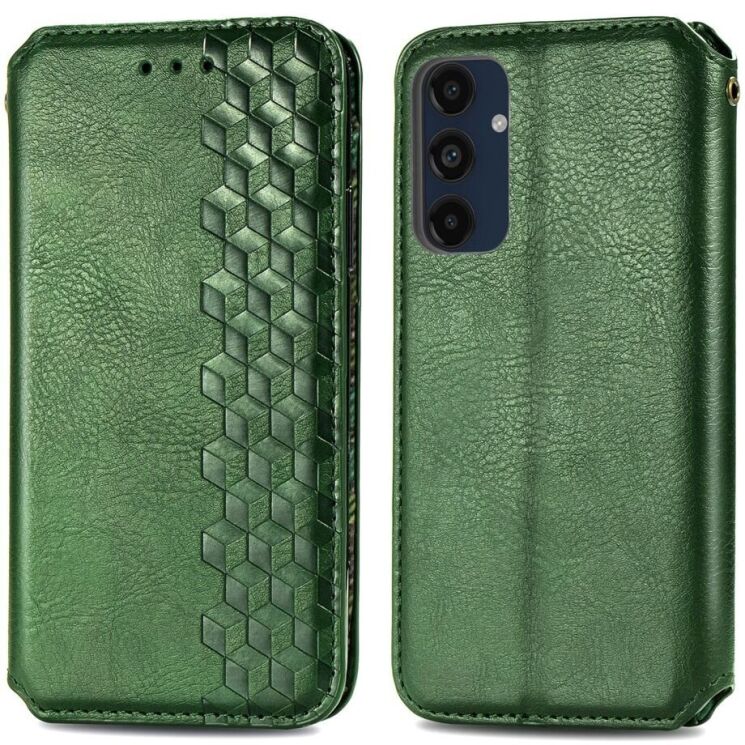 Чехол Deexe Rhombus Wallet для Samsung Galaxy A16 (A165) - Green: фото 1 из 7