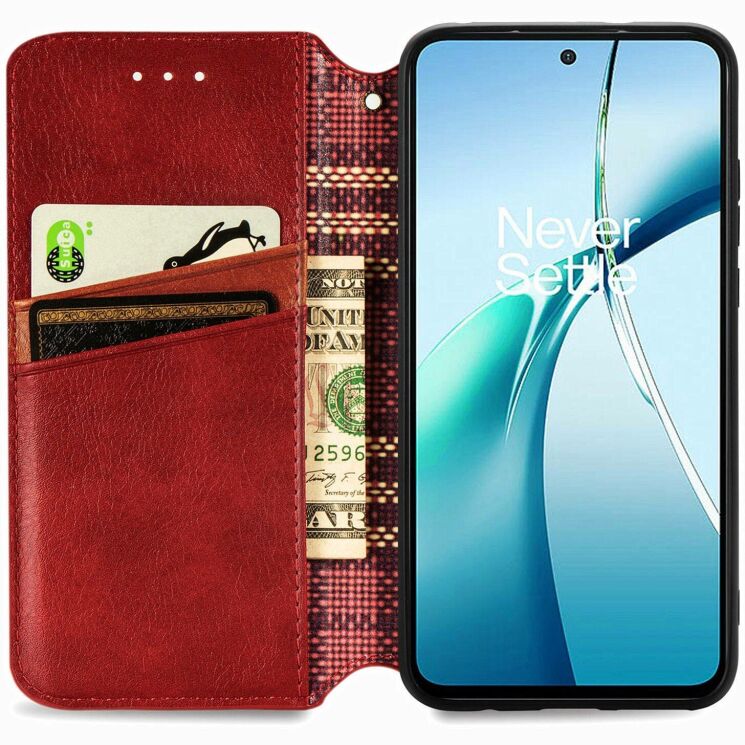 Чехол Deexe Rhombus Wallet для Samsung Galaxy S26 Plus - Red: фото 2 из 6