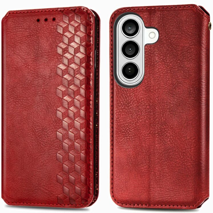 Чехол Deexe Rhombus Wallet для Samsung Galaxy S26 Plus - Red: фото 1 из 6