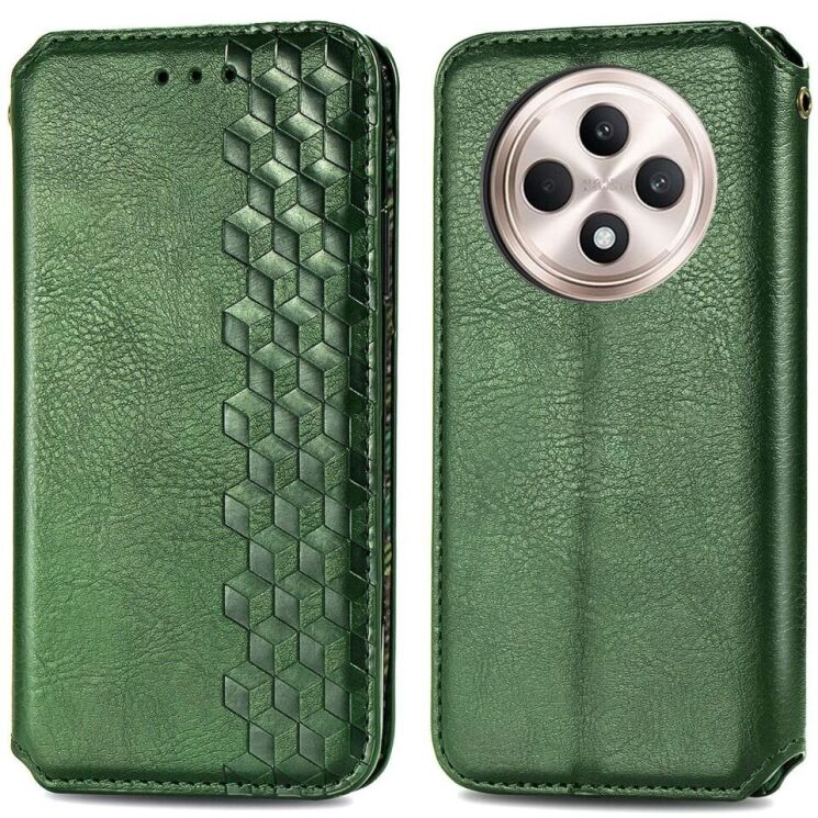 Чехол Deexe Rhombus Wallet для TECNO Spark 30C - Green: фото 1 из 6