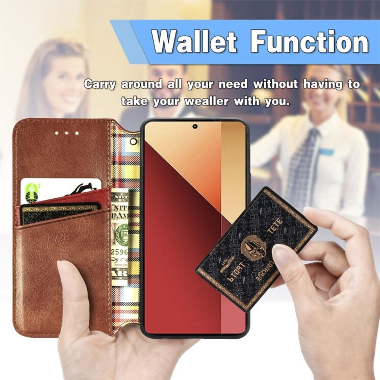 Чехол Deexe Rhombus Wallet для Xiaomi Redmi Note 13 Pro 4G / Poco M6 Pro - Black: фото 11 из 11