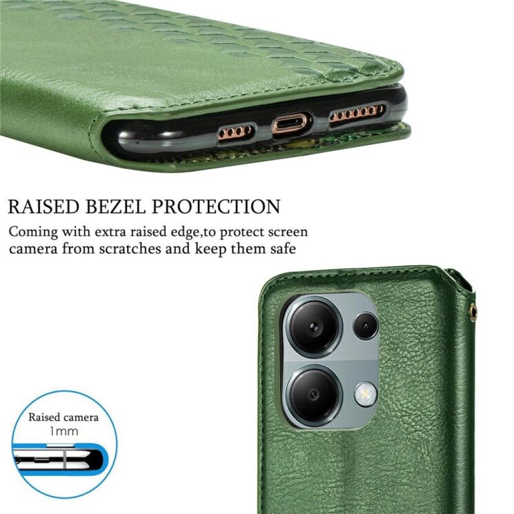Чехол Deexe Rhombus Wallet для Xiaomi Redmi Note 13 Pro 4G / Poco M6 Pro - Black: фото 10 из 11