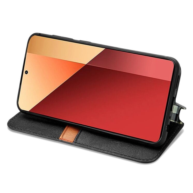 Чехол Deexe Rhombus Wallet для Xiaomi Redmi Note 13 Pro 4G / Poco M6 Pro - Black: фото 3 из 11