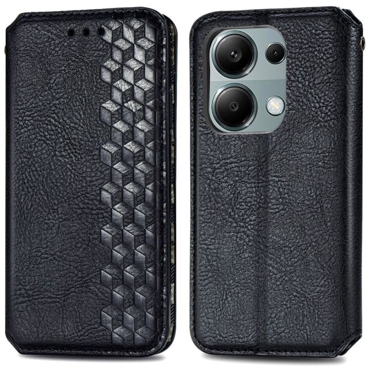 Чехол Deexe Rhombus Wallet для Xiaomi Redmi Note 13 Pro 4G / Poco M6 Pro - Black: фото 1 из 11