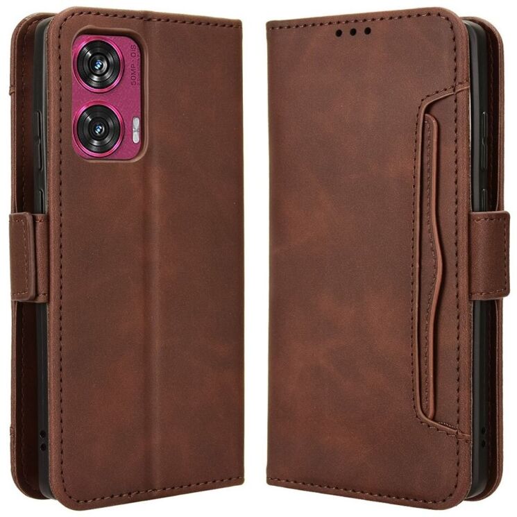 Чехол Deexe Wallet Stand для Motorola Edge 50 Fusion - Brown: фото 1 из 7