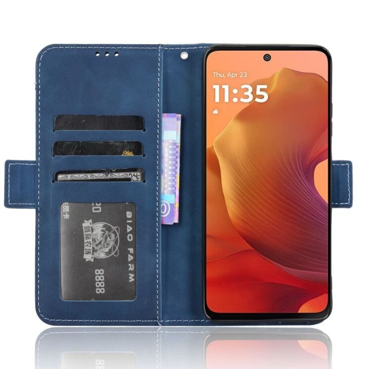 Чехол Deexe Wallet Stand для Motorola Moto G15 / G15 Power - Blue: фото 3 из 7