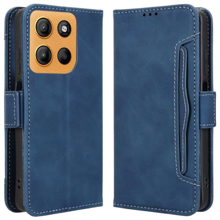 Чехол Deexe Wallet Stand для Motorola Moto G15 / G15 Power - Blue: фото 1 из 7