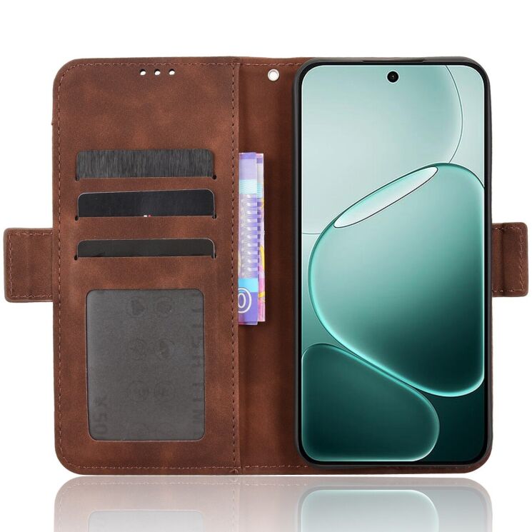 Чохол Deexe Wallet Stand для OPPO A6 Pro - Brown: фото 2 з 7
