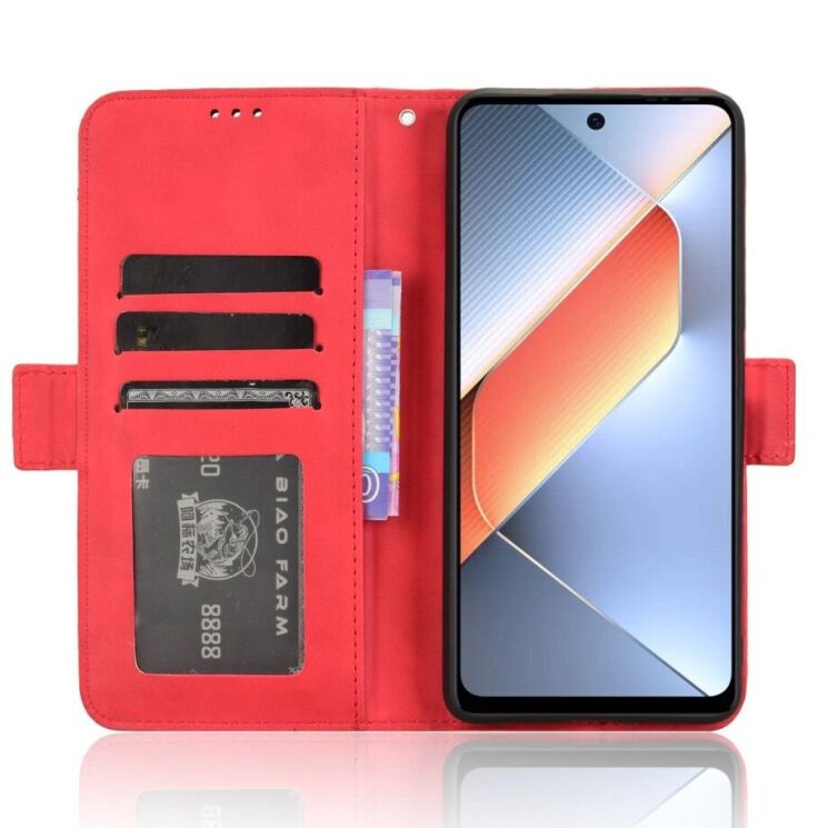 Чехол Deexe Wallet Stand для TECNO Pova 6 Neo - Red: фото 3 из 7