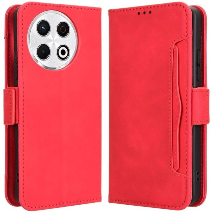 Чехол Deexe Wallet Stand для TECNO Spark 30 Pro - Red: фото 1 из 8