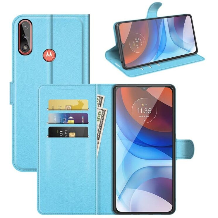 Классический чехол-книжка Deexe Book Type для Motorola Moto E7 Power / Moto E7i / Moto E7i Power - Blue: фото 1 из 7