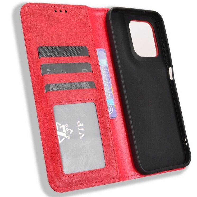 Чохол-книжка Deexe Retro Style для Motorola Moto G77 - Red: фото 3 з 18