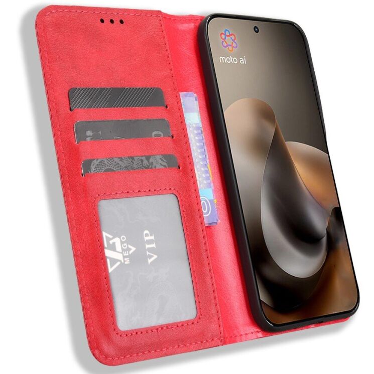 Чохол-книжка Deexe Retro Style для Motorola Moto G77 - Red: фото 4 з 18