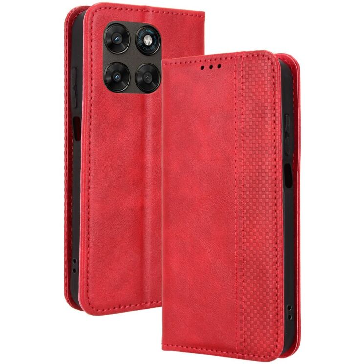 Чохол-книжка Deexe Retro Style для Motorola Moto G77 - Red: фото 7 з 18