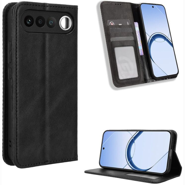 Чохол-книжка Deexe Retro Style для Realme 16 - Black (412307B) Чохол-книжка Deexe Retro Style для Realme 16 - Black: фото 2 з 19
