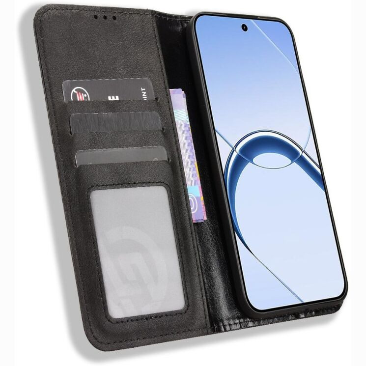 Чохол-книжка Deexe Retro Style для Realme 16 - Black (412307B) Чохол-книжка Deexe Retro Style для Realme 16 - Black: фото 6 з 19