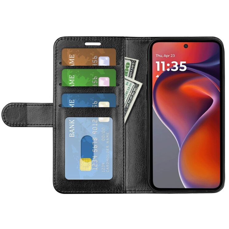 Чехол-книжка Deexe Wallet Style для Motorola Moto G15 - Black: фото 2 из 9