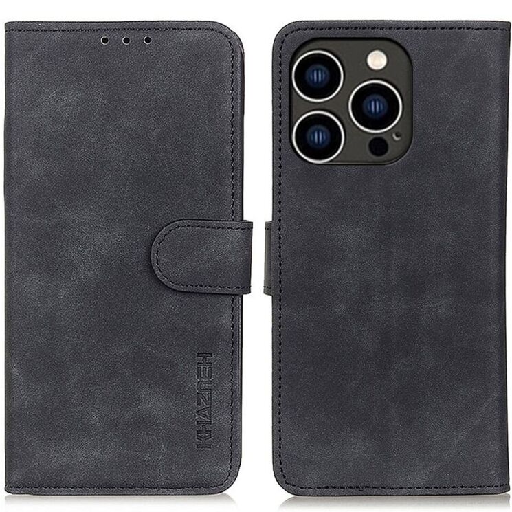 Чохол-книжка KHAZNEH Retro Wallet для Apple iPhone 16 Pro Max - Black: фото 1 з 9