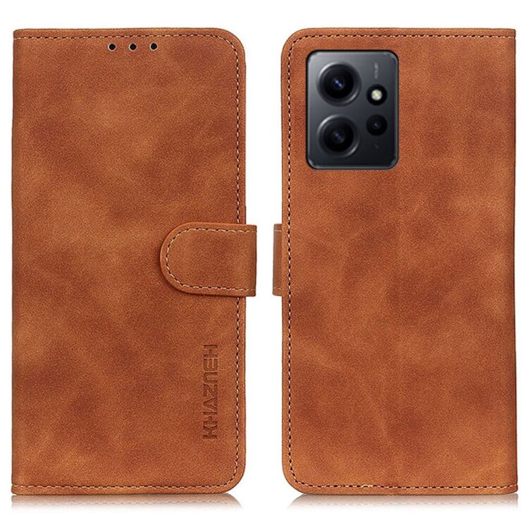 Чехол-книжка KHAZNEH Retro Wallet для Xiaomi Redmi Note 12 - Brown: фото 1 из 9