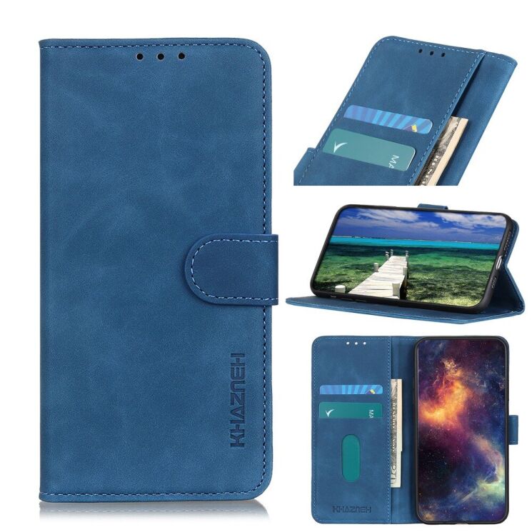 Чехол-книжка KHAZNEH Retro Wallet для ZTE Blade V30 Vita - Blue: фото 1 из 11