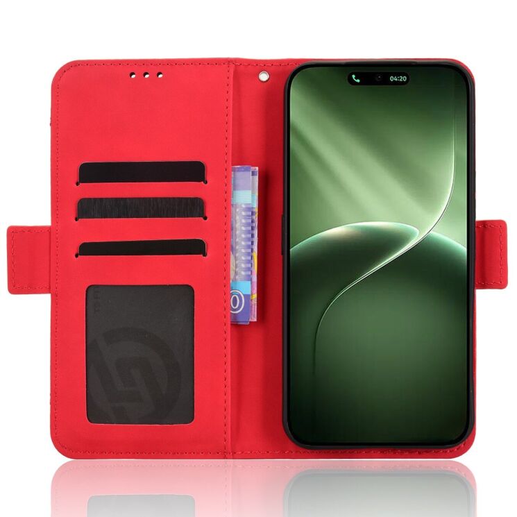 Чехол-книжка с карманами Deexe Wallet Stand для TECNO Camon 50 - Red: фото 5 из 15