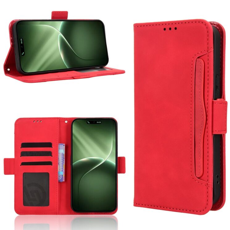 Чехол-книжка с карманами Deexe Wallet Stand для TECNO Camon 50 - Red: фото 8 из 15