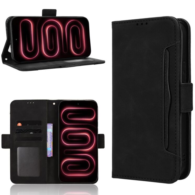 Чехол-книжка с карманами Deexe Wallet Stand для Xiaomi Poco F9 Ultra - Black: фото 8 из 17