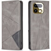 Чохол-книжка з кишеньками UniCase Geometric Pattern для Realme 16 Pro Plus - Grey: фото 1 з 10