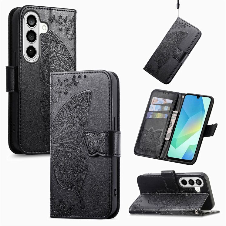 Чехол-книжка с рисунком UniCase Butterfly Pattern для Samsung Galaxy A57 (A576) - Black: фото 5 из 10