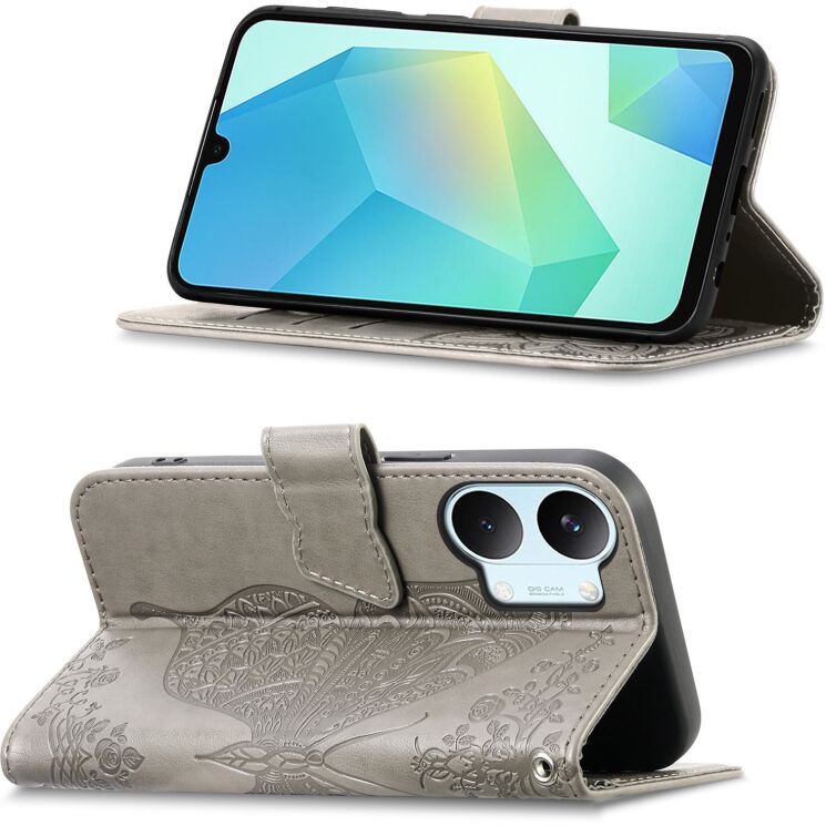 Чехол-книжка с рисунком UniCase Butterfly Pattern для Xiaomi Poco X8 Pro Max - Grey: фото 2 из 10