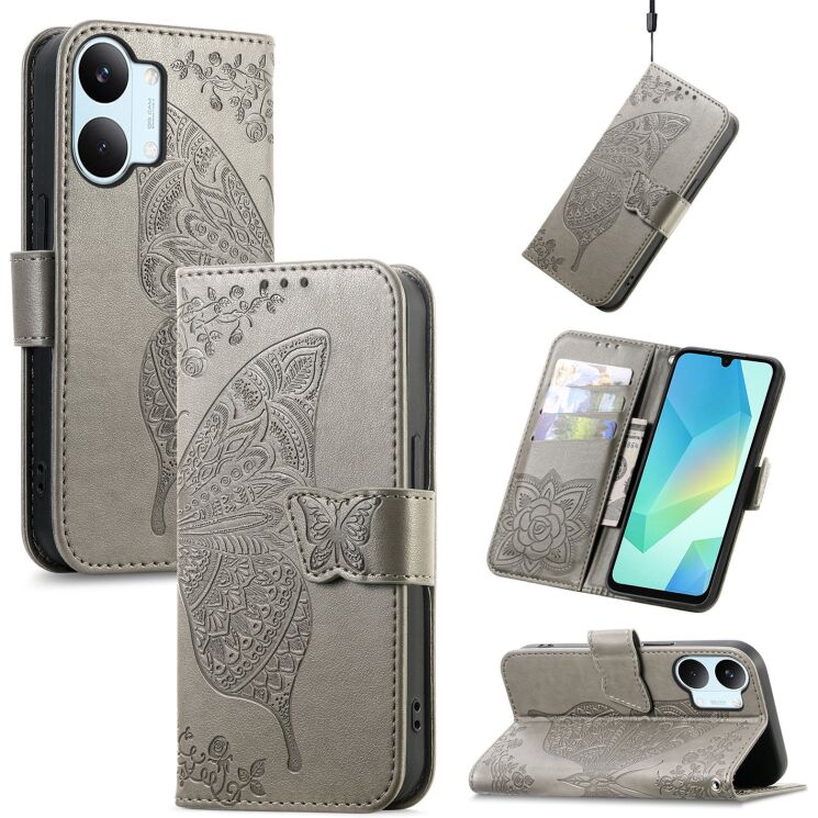 Чехол-книжка с рисунком UniCase Butterfly Pattern для Xiaomi Poco X8 Pro Max - Grey: фото 4 из 10