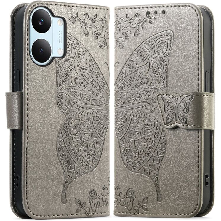 Чехол-книжка с рисунком UniCase Butterfly Pattern для Xiaomi Poco X8 Pro Max - Grey: фото 1 из 10