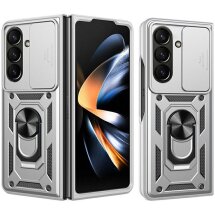 Чехол (PC+TPU) с подставкой Deexe Armor Shield (FF) для Samsung Galaxy Fold 8 Ultra - Silver: фото 1 из 11