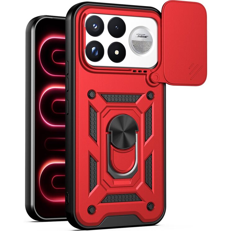 Чехол с защитой камеры Deexe Armor Shield для Xiaomi Poco F9 Ultra - Red: фото 1 из 9