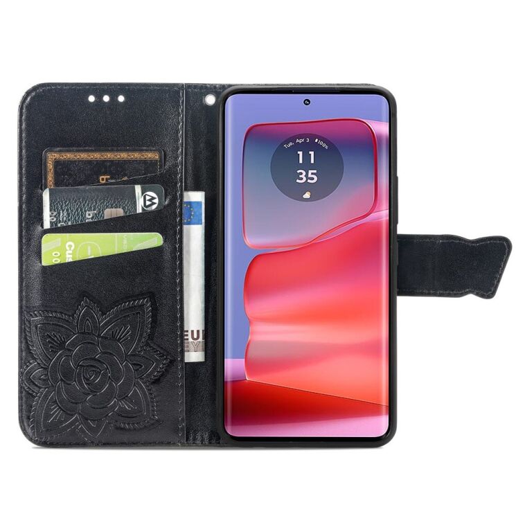 Чехол UniCase Butterfly Pattern для Motorola Edge 50 Fusion - Black: фото 2 из 8