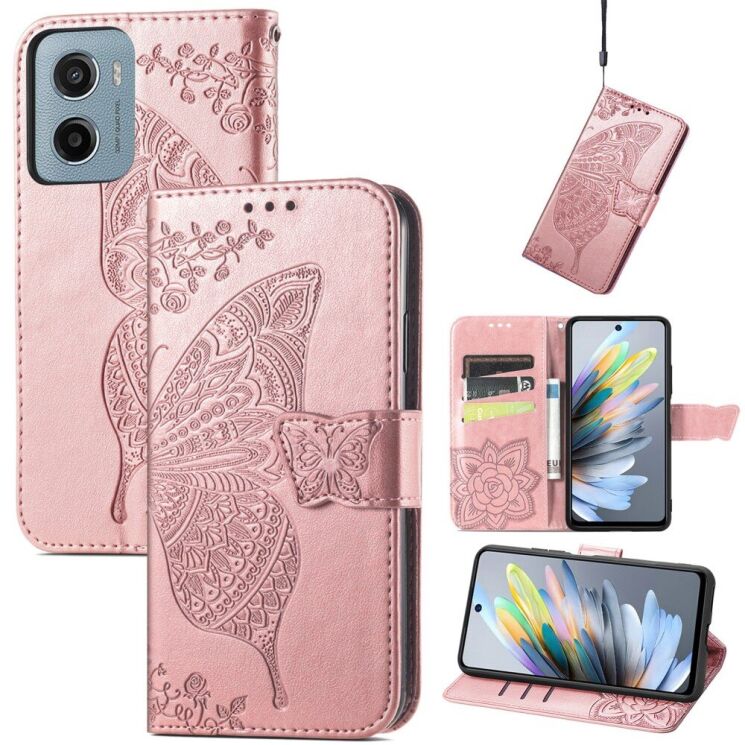 Чехол UniCase Butterfly Pattern для Motorola Moto G05 - Rose Gold: фото 1 из 14