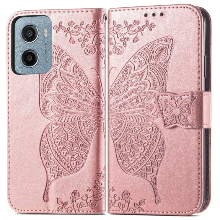 Чехол UniCase Butterfly Pattern для Motorola Moto G05 - Rose Gold: фото 2 из 14