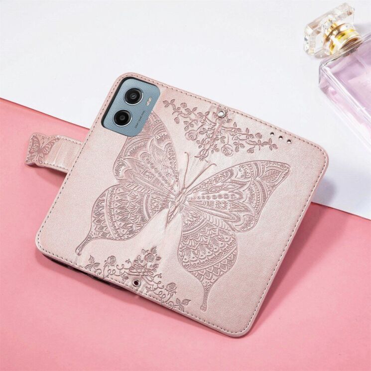 Чехол UniCase Butterfly Pattern для Motorola Moto G05 - Rose Gold: фото 9 из 14