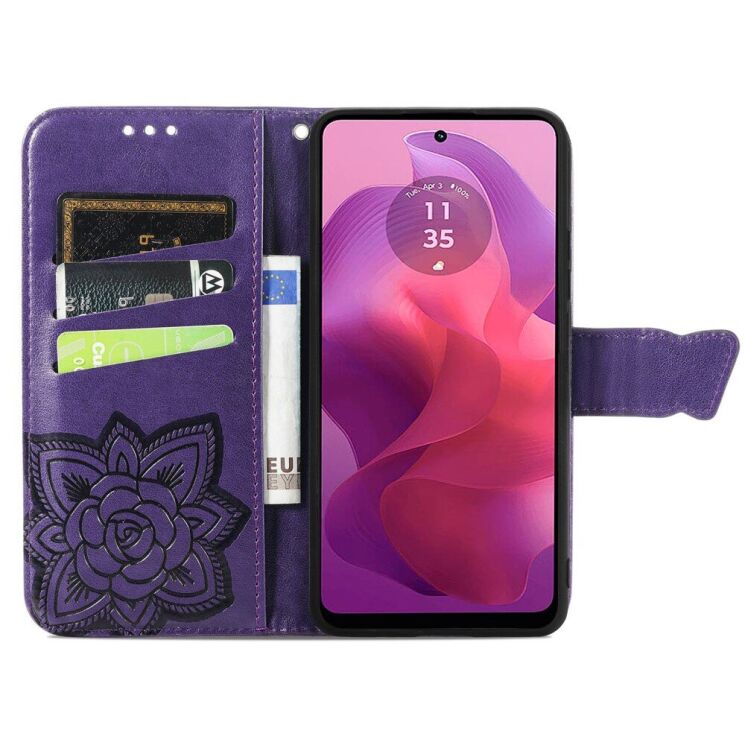 Чехол UniCase Butterfly Pattern для Motorola Moto G24 / G04 / G04s / E14 - Dark Purple: фото 2 из 8