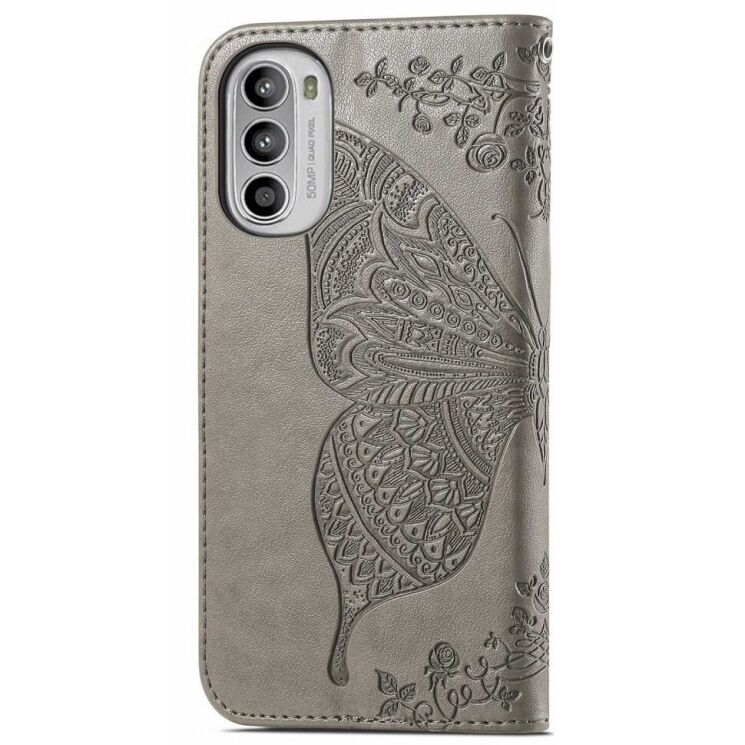 Чехол-книжка с рисунком UniCase Butterfly Pattern для Motorola Moto G52 / G82 - Grey: фото 5 из 8