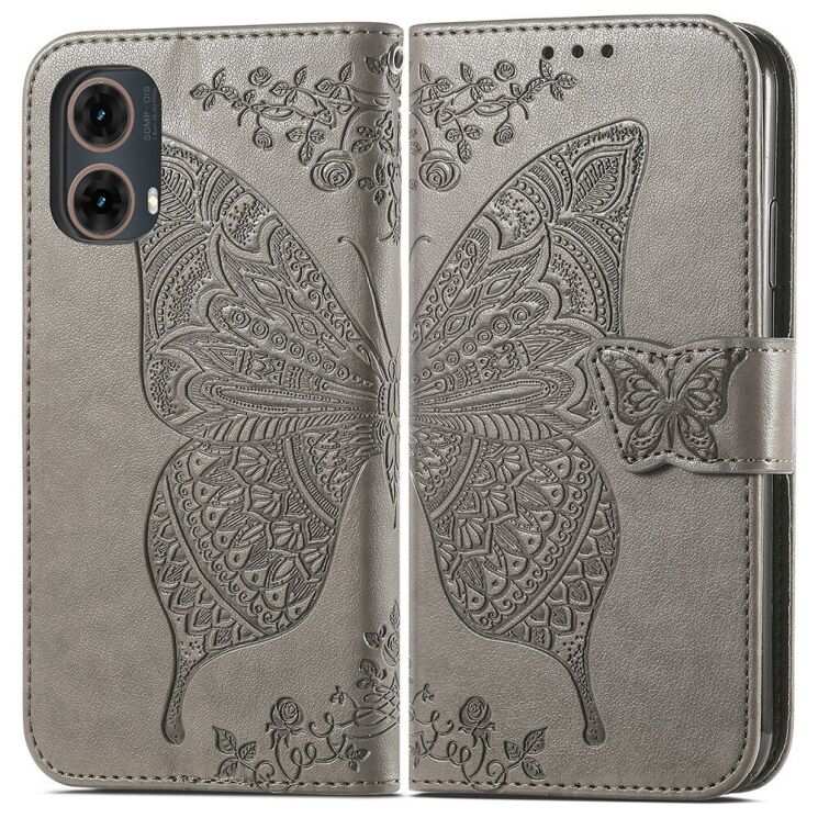 Чехол UniCase Butterfly Pattern для Motorola Moto G85 - Grey: фото 1 из 6