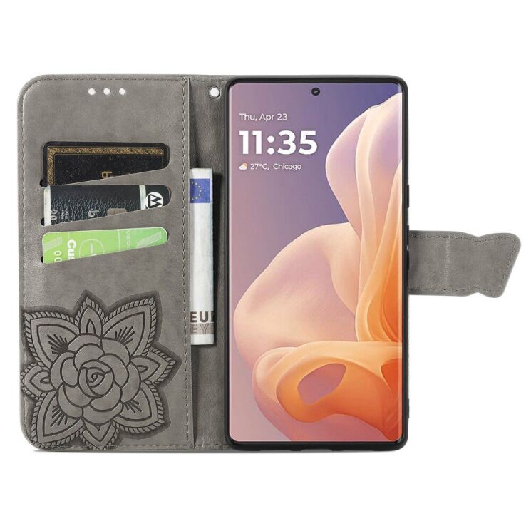 Чехол UniCase Butterfly Pattern для Motorola Moto G85 - Grey: фото 2 из 6