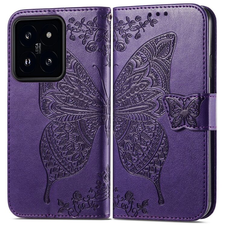 Чехол UniCase Butterfly Pattern для Xiaomi 14T - Dark Purple: фото 1 из 5