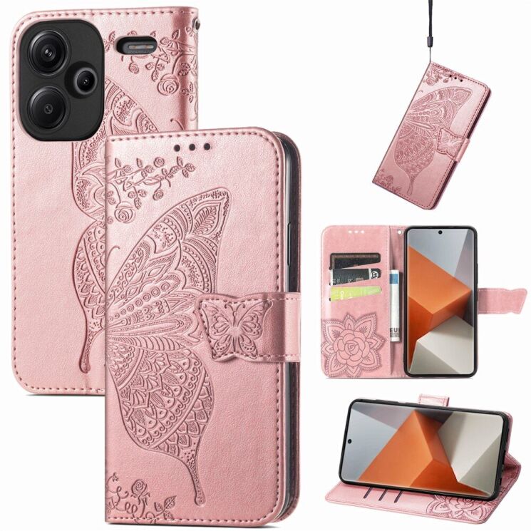 Чехол UniCase Butterfly Pattern для Xiaomi Redmi Note 13 Pro+ - Rose Gold: фото 4 из 6
